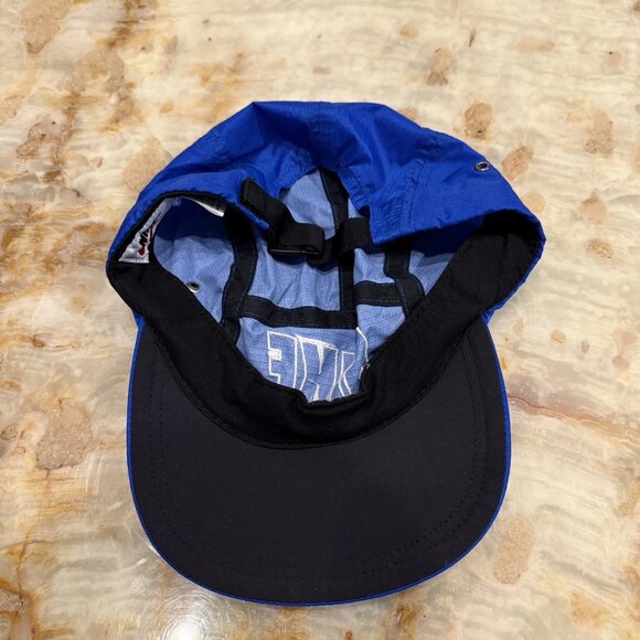 Vintage Nike Blue Nylon 5 Panel Cap Running Hat Adjustable Lightweight Rare - Picture 3 of 3